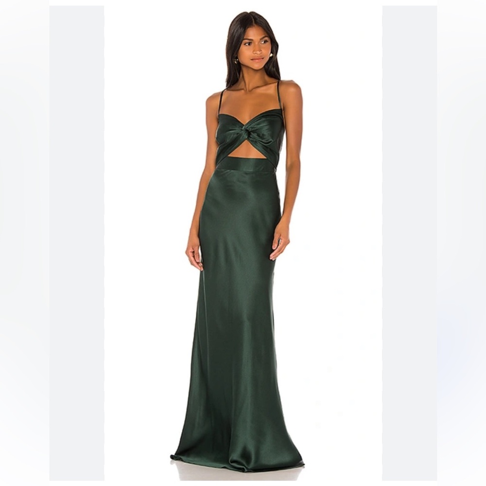 Revolve Michelle Mason 6 Silk Green Cut Out Maxi Dress
